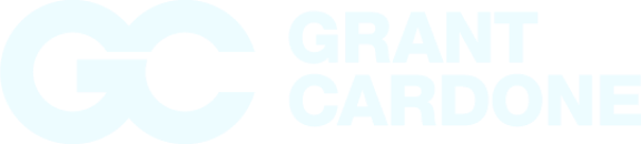 Grant cardone logo on a black background.